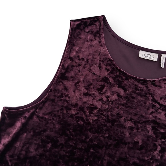 Logo by Lori Goldstein Women's Size XL Purple Panne Velvet Lace Hem Tank Top - Picture 7 of 11